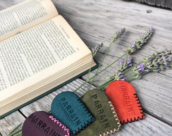 Leather Heart Bookmark Personalised gift idea Pueblo Leather Valentine’s Day gift, 3rd Wedding Anniversary Gift Idea,