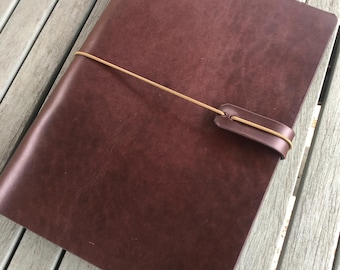 A4 Leather Traveler's Notebook Cover, Handmade, Refillable Journal