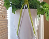 Two Toned Macrame Plant Hanger Indoor Plant Hanger Green White Plant Hanger