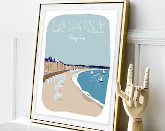 Illustration La Baule Decorative poster A3 drawing