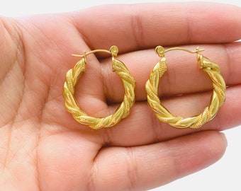18k Gold Plated Hoops, Gold Hoop Earrings, Dainty Minimalist Hoops, Thick hoop earrings, minimalistic hoops, Gift for Her, Waterproof hoops