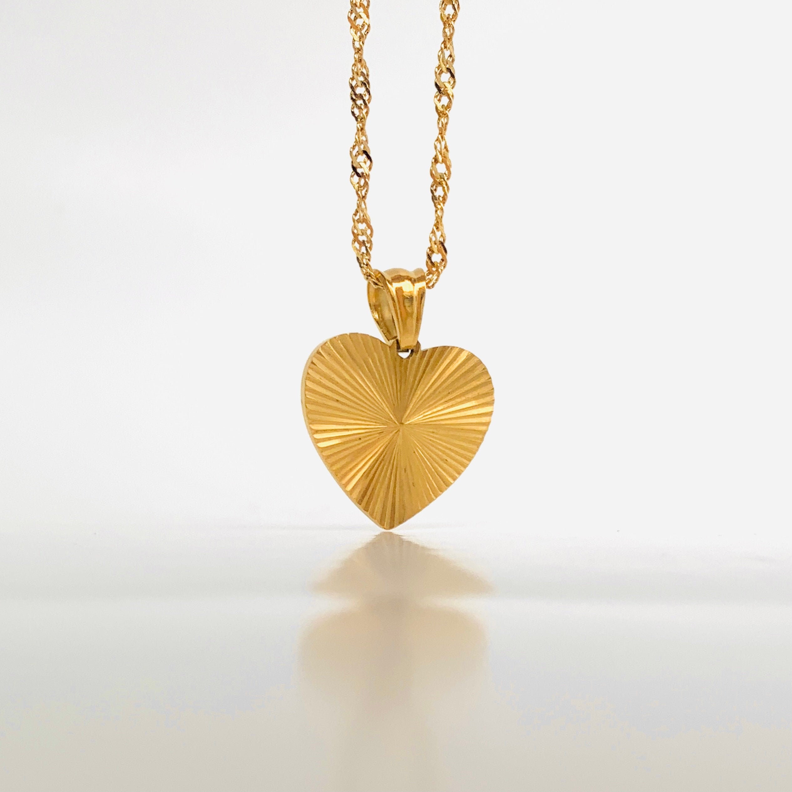 Gold Heart Charm Necklace 18K Gold Filled Pendant Necklace Etsy