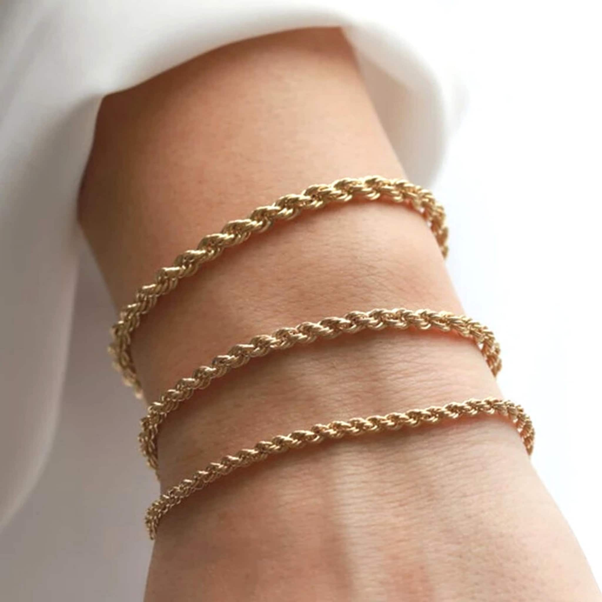 Rope Chain bracelet,high Quality Stainless Steel Gold Chain Bracelet, Stack Bracelet, Chunky Bracelet, Womens Rope Bracelet