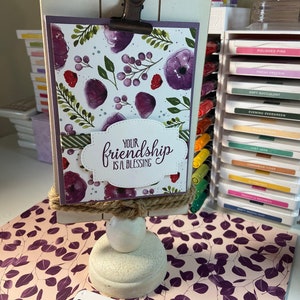 Your Friendship is a Blessing handmade card - Painted Poppies