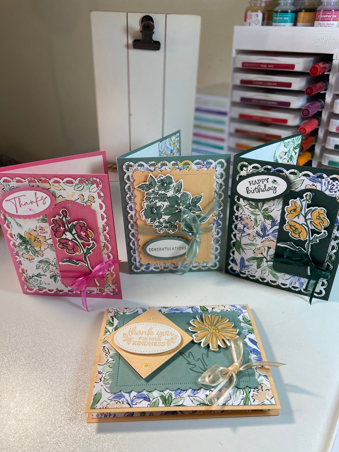 Set of 4 Greeting Cards - Thank You (2), Congrats, Happy Birthday - Etsy