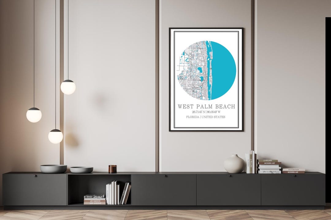 West Palm Beach Map Art Print: Minimalist City Poster (digital Download ...