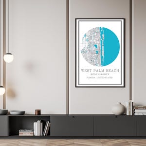 Carte de West Palm Beach, Floride, ville, ville natale, impression, art mural, affiche, art minimaliste, minimaliste • Téléchargement immédiat • IMPRIMABLE NUMÉRIQUE