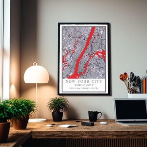 New York, NYC, Manhattan, City, Home Town, Druck, Wandkunst, Poster, minimalistische Kunst • Sofortiger Download • DIGITAL DRUCKBAR