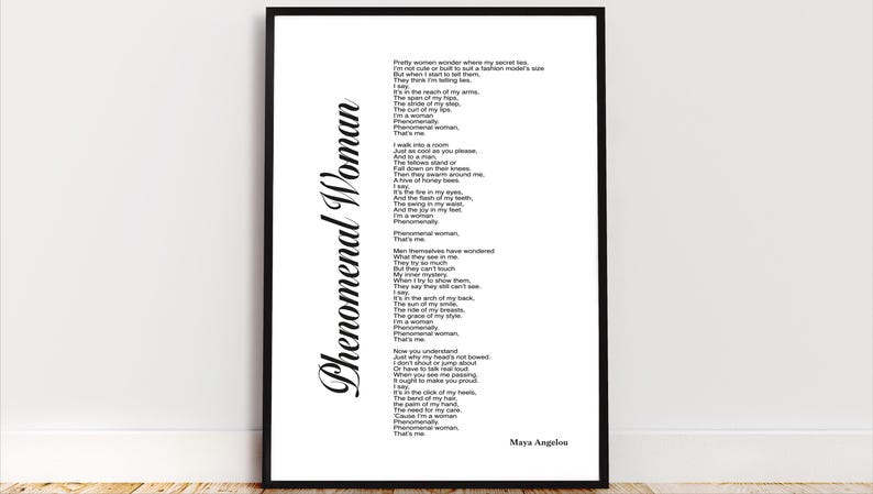 Phenomenal Woman Poem Print Maya Angelou Poetry Art Digital Wall Decor Phenomenal Woman Poem Print Maya Angelou Poetry Art Digital Wall Decor