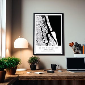 Mapa Saint Augustine, Floryda, Miasto, Miejscowość rodzinna, Wydruk, sztuka ścienna, Plakat, Sztuka minimalistyczna, Minimalistyczny • Natychmiastowe pobranie • DO DRUKU CYFROWEGO