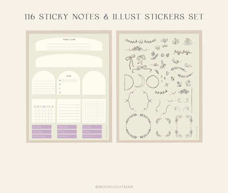 Earthy Sticky Notes 116 Sticky Notes Digital Stickers for Goodnotes5 Notebook, Notability ...