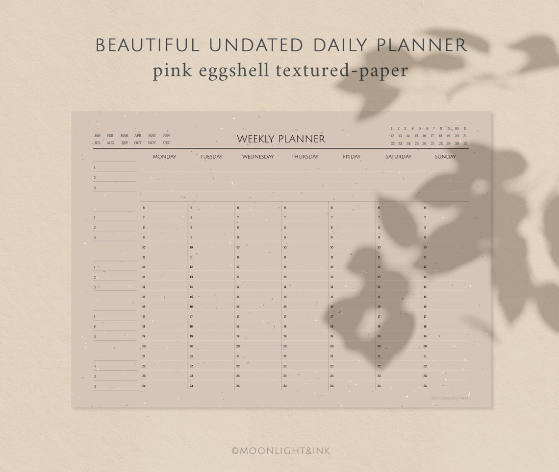 digital weekly planner templates in textured paper undated
