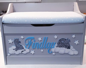 Bespoke Personalised Toy Box with Washable Cushion by AdiCrafts