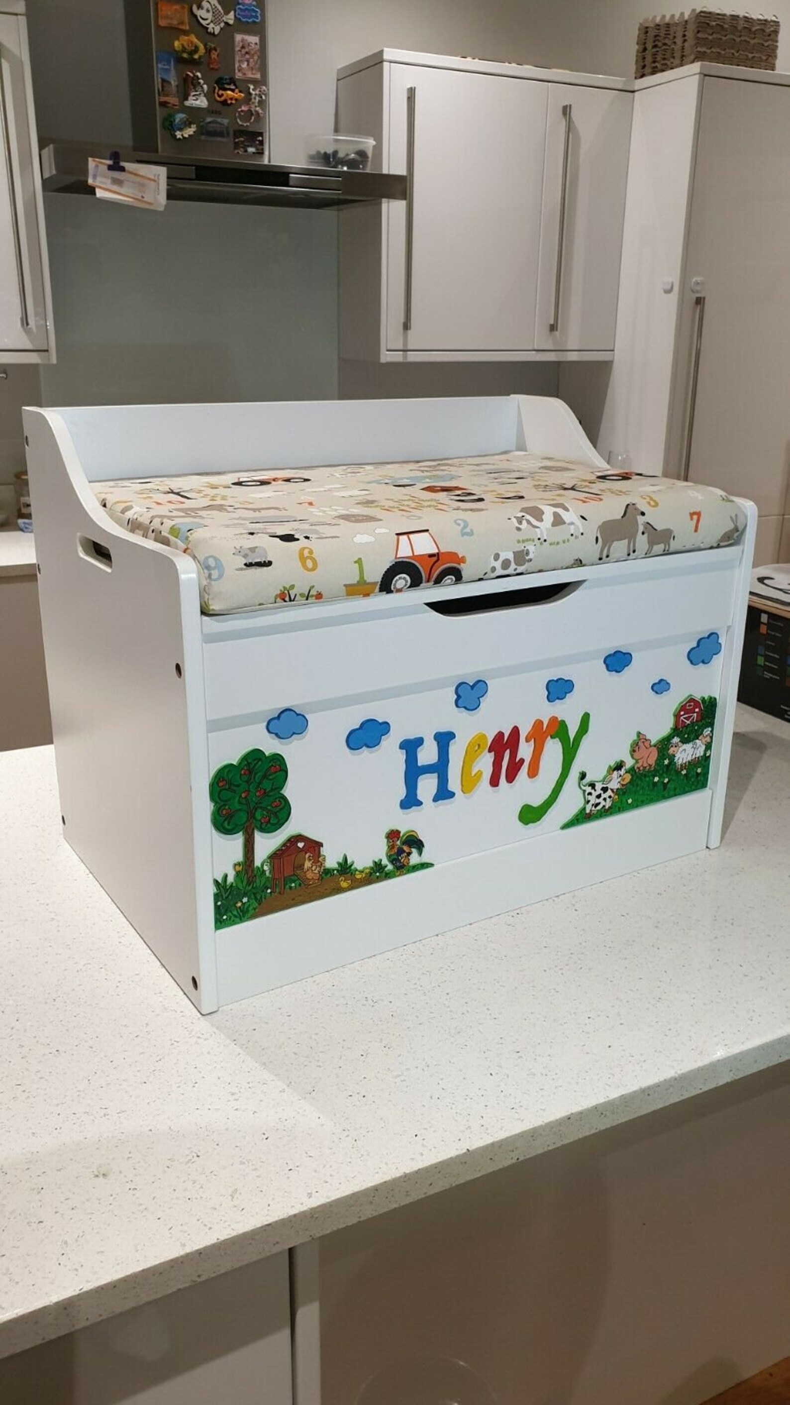 toy box with cushion top seat