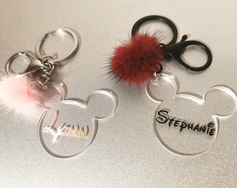 Disney Mickey Head gepersonaliseerde pluizige tasbedel/sleutelhanger (volledig aanpasbaar!)