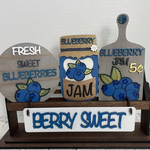 Berry Sweet, Blueberry Decor, Add on for Interchangeable Shelf or Wagon, Tier Tray Decor, Housewarming Gift,  Free Shipping