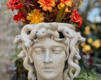 3D Printed Medusa Bust Planter: Gothic Mythological Decor