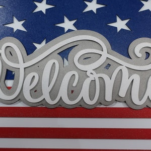 Patriotic Welcome Door Hanger: USA Stars & Stripes,