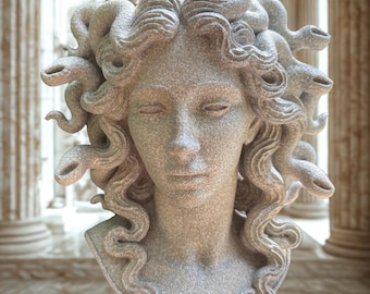 Medusa Standing Bust: Mythological Goddess, Gorgon, 3D printed, Altar Decor
