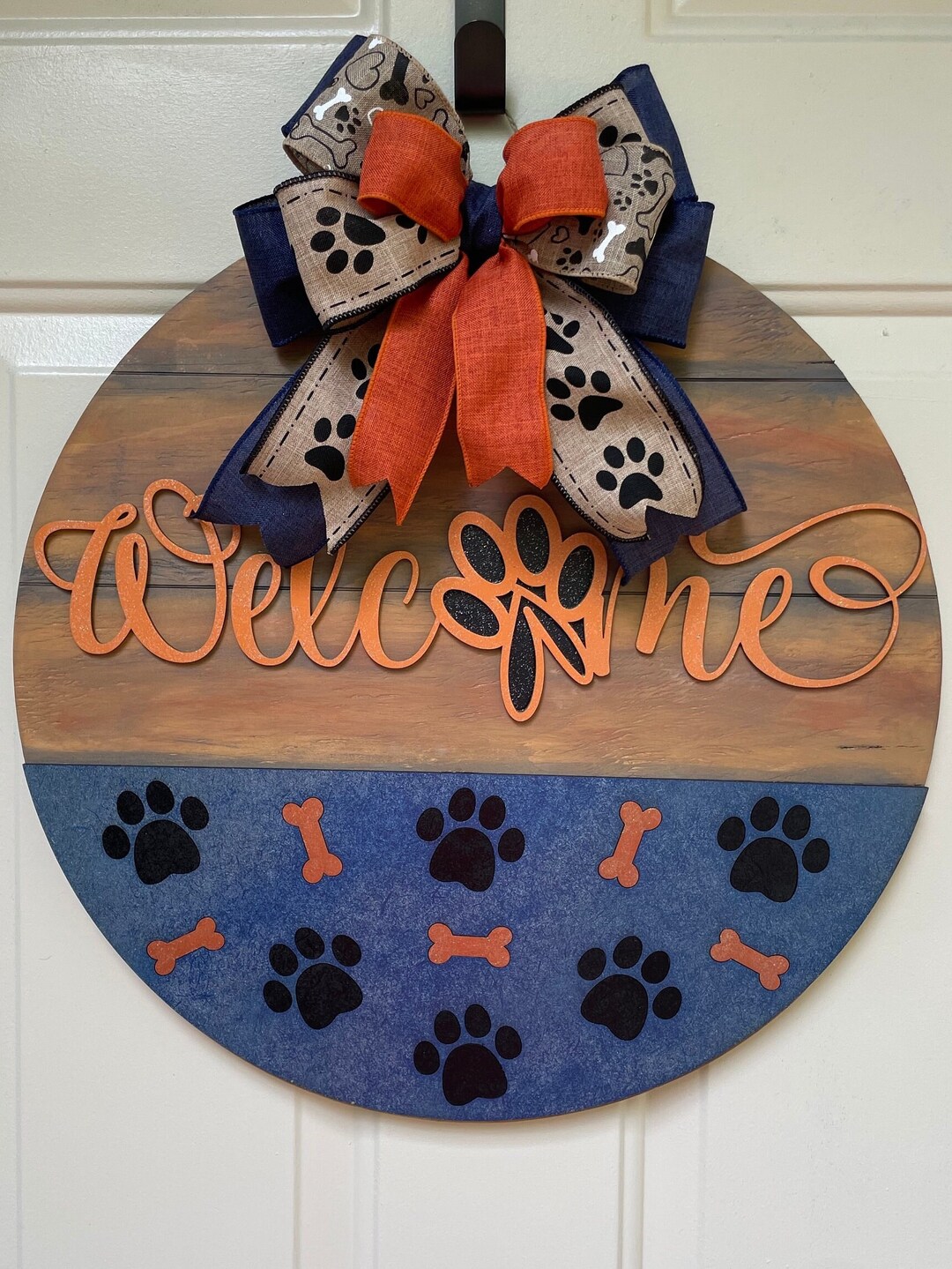 Dog Door Hanger Dog Paw Door Hanger Front Door Etsy