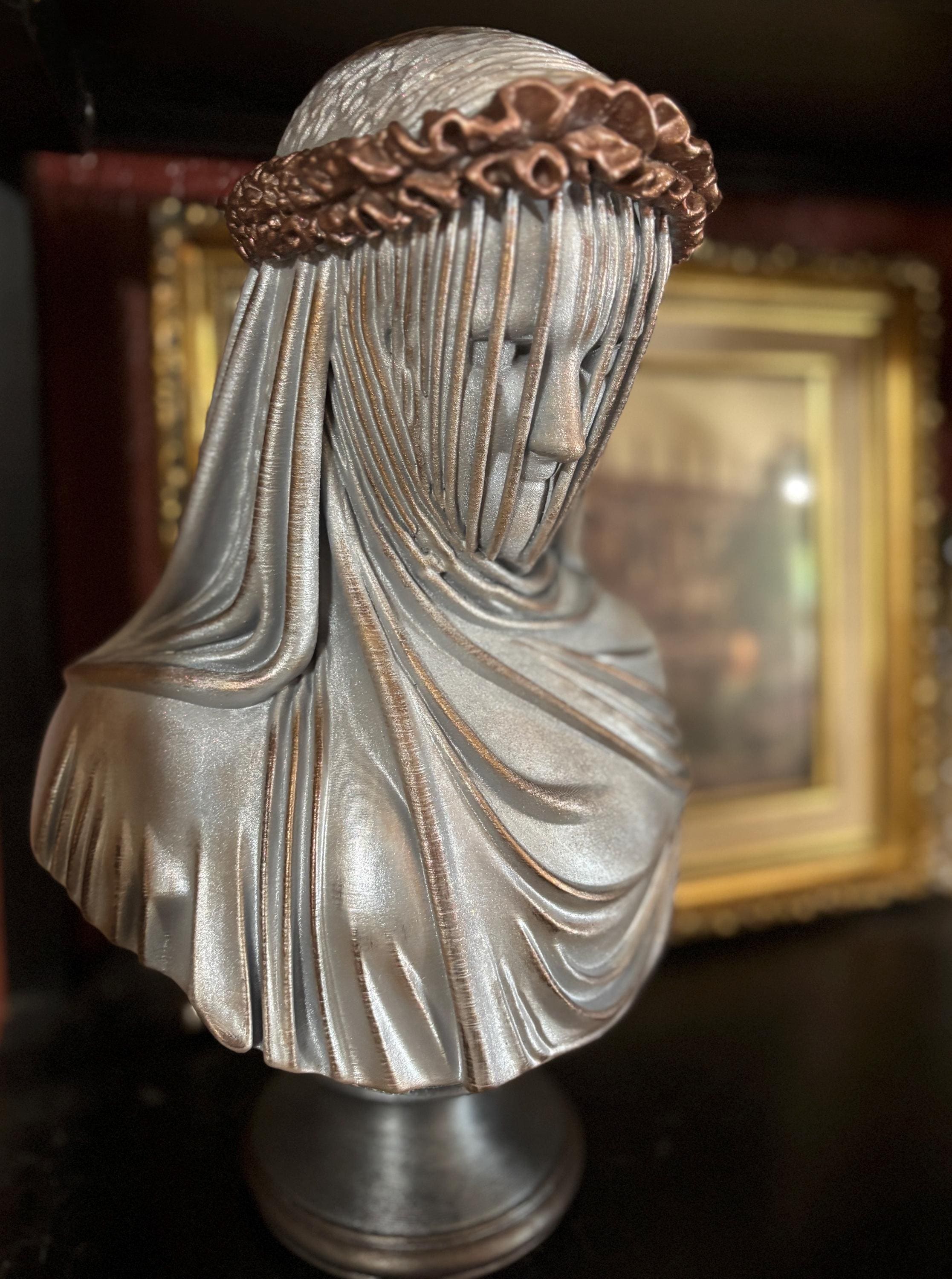 【美品】Vestax ベスタクス 風安亭 Vesta, Veiled Lady Bust Statue: Hand Painted, Roman Goddess