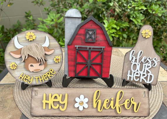 Highland Cow Decor: Interchangeable Add on Wagon/Shelf Sitter
