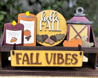 Fall Tier Tray Decor: Interchangeable Add on Wagon/Shelf Sitter, Autumn Decor