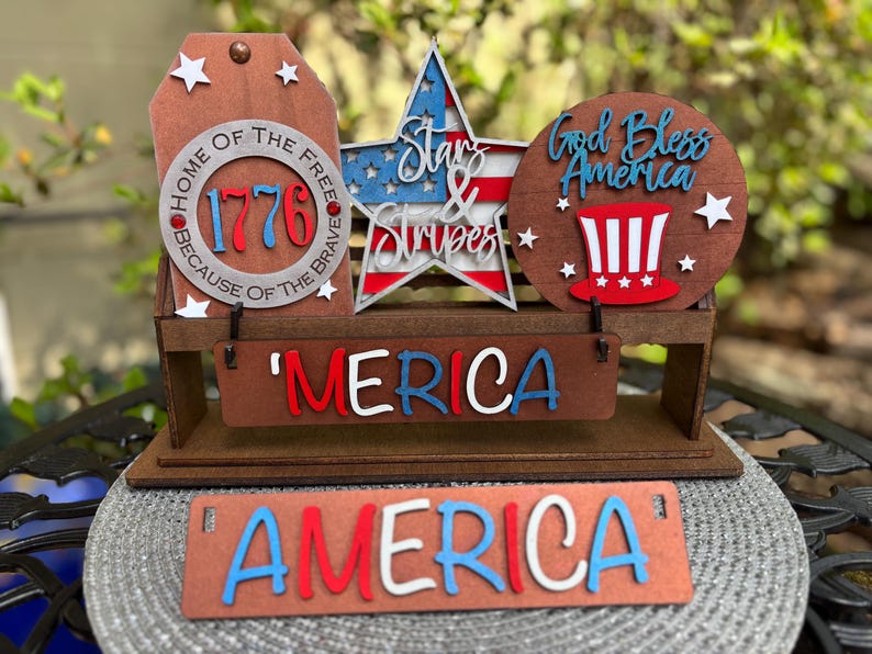 Merica Decor, America Decor, Add on Interchangeable Wagon/Shelf Sitter, Patriotic Gift, Tier Tray, Housewarming Gift, Free Shipping