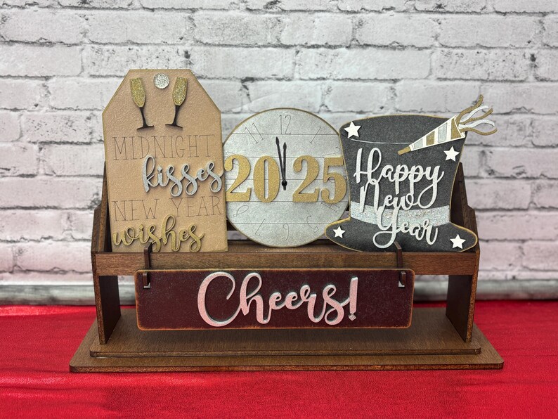 Happy New Year, 2025, Cheers, Seasonal Decor, Add on for Interchangeable Wagon/Shelf Sitter, Farmhouse Decor, Tier Tray, Housewarming Gift,
