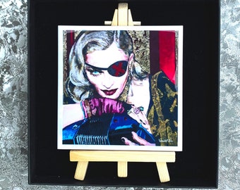 LUXURY GIFT Fine Art Ceramic Tile MADONNA Madam X with mini easel an certificate of authenticity in a luxurious black box, Pop music art