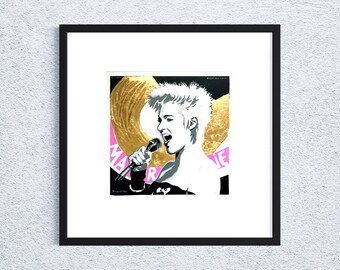 MARIE FREDRIKSSON Artwork with Gold Leaves on white Aluminium, Luxury Gift Pop Rock Music Band ROXETTE Singer , Framed Original Art 2/30