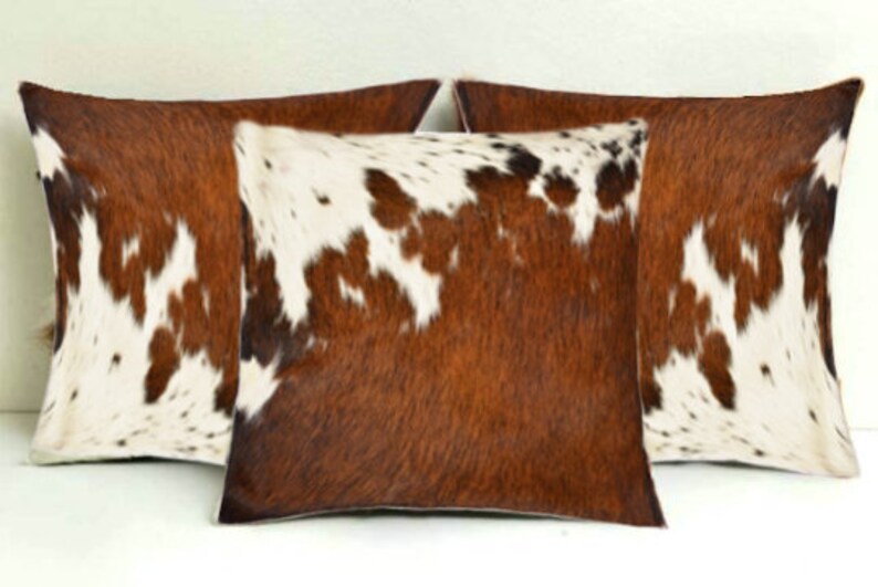 Cowhide Pillows Cushion Cover Leather Hair on Cow Hide Skin Etsy