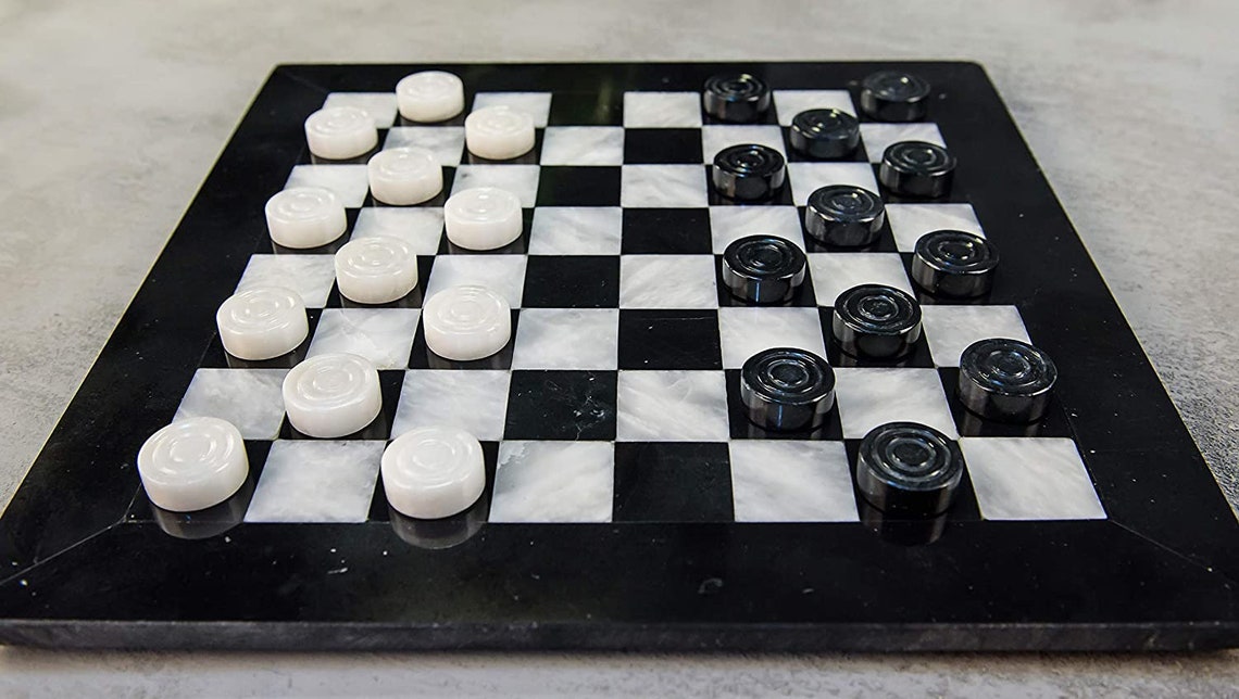 Handmade Marble draughts checkers Set Indoor Adult Checker Etsy