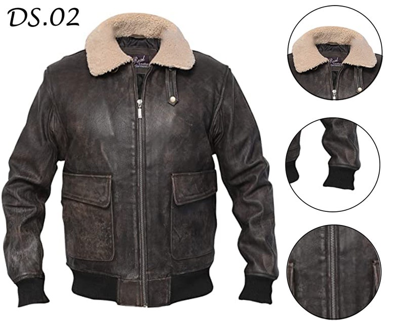 Mens Jacket Lambskin Leather/sheepskin Winter Coat Fur Bomber Leather ...