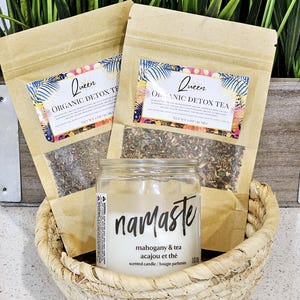 Detox Tea Gift Basket: Organic Loose Leaf Tea & Namaste Candle