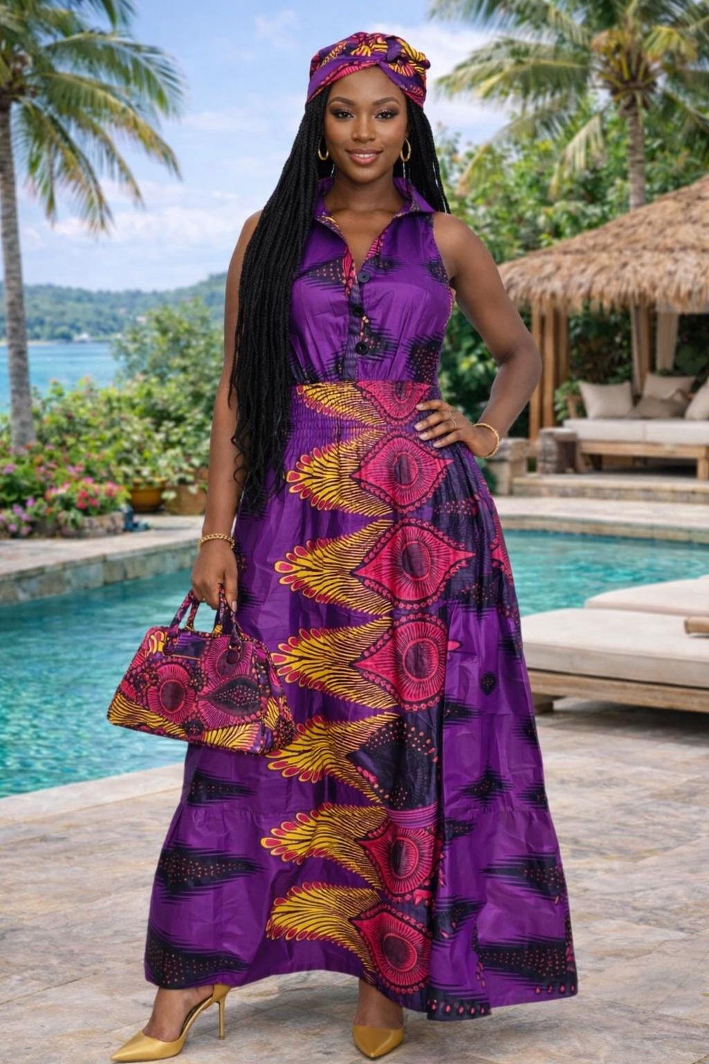 african beach dresses Eve African Print Maxi Dress