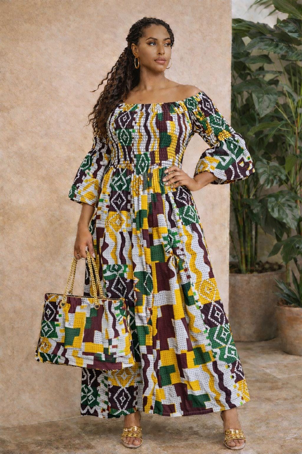 elegant african dresses for wedding guests with sleeves Nuru African Dress main image 1