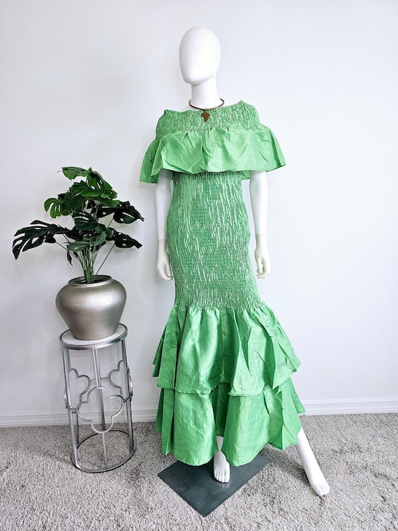 chinese dress ladies Girls Polka Dot Smocked Mermaid Embroidery Dress – POPPIBLUE main image 0