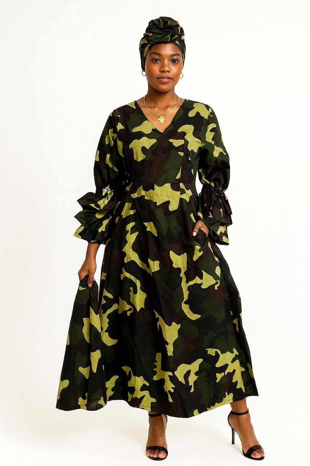 strapless open back dress CAMO Bridesmaid dress with color accents main image 0