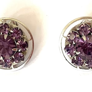 Vintage/Retro Weiss Purple Rhinestones Clip-on Earrings
