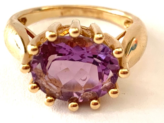 Vintage 14K Yellow Gold and 7ct Amethyst Ring Sta… - image 1