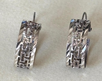Vintage 925 Sterling Silver Open Heart Dangle Earrings JV 1988