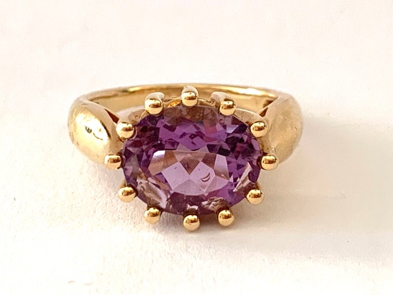 Vintage 14K Yellow Gold and 7ct Amethyst Ring Sta… - image 3