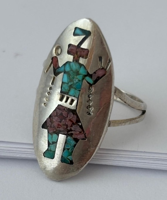 Vintage Kachina Ring Native American Navajo Zuni Sterling Silver