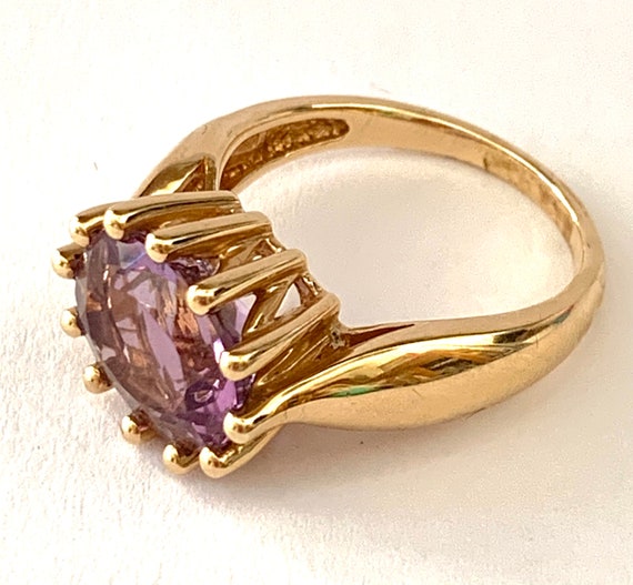 Vintage 14K Yellow Gold and 7ct Amethyst Ring Sta… - image 2