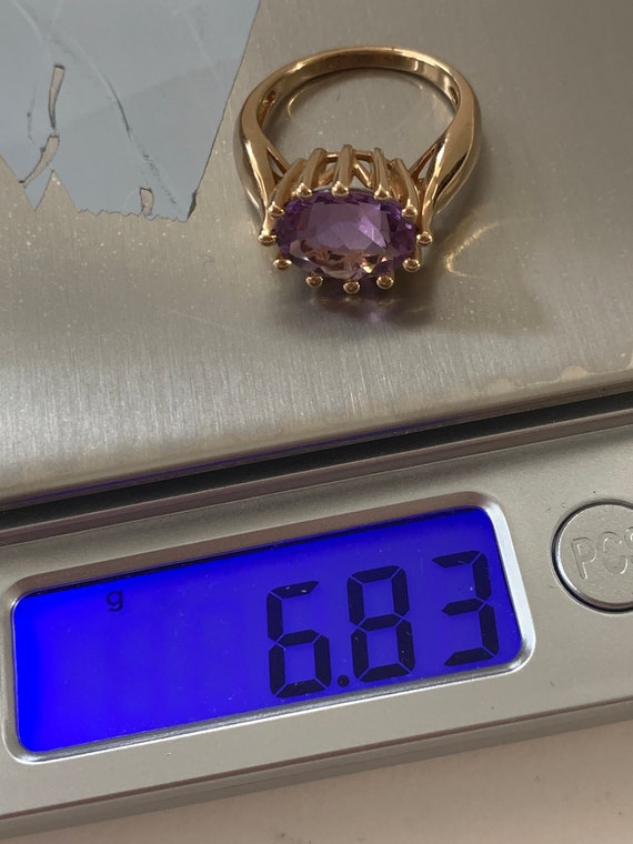 Vintage 14K Yellow Gold and 7ct Amethyst Ring Sta… - image 7