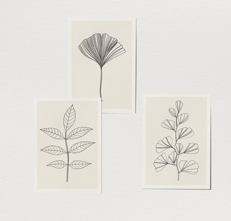 Ginkgo outline Giclée Print. Botanical line art print. image 3