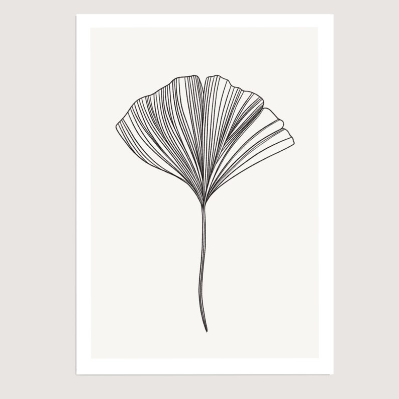 Ginkgo outline Giclée Print. Botanical line art print. image 2