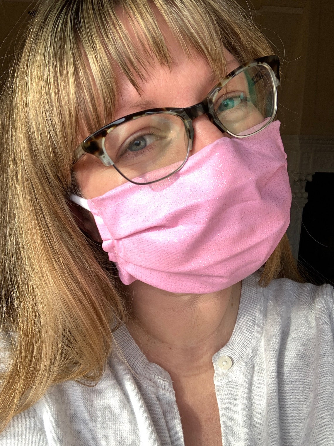 Pretty in Pink Glitter Mask with Silver Glitter Etsy