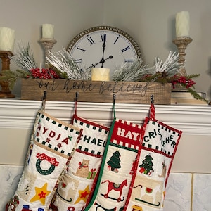 Stocking Holder, Mantle Farmhouse Wood Box, Personalized Stocking Holder